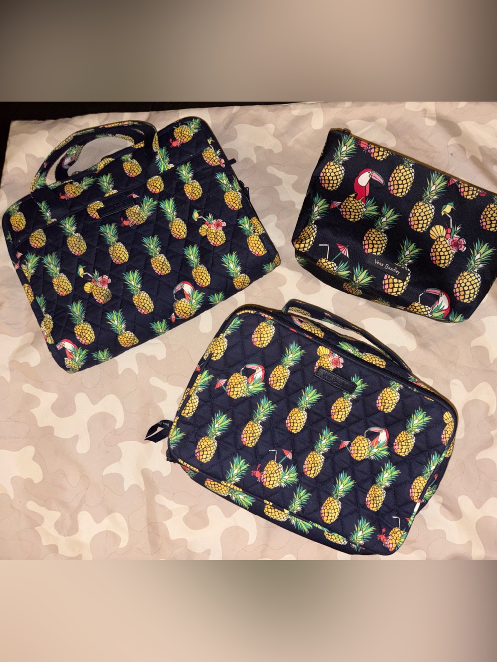 Vera Bradley Quilted Travel Bag Set - 3pc in “Toucan Party”